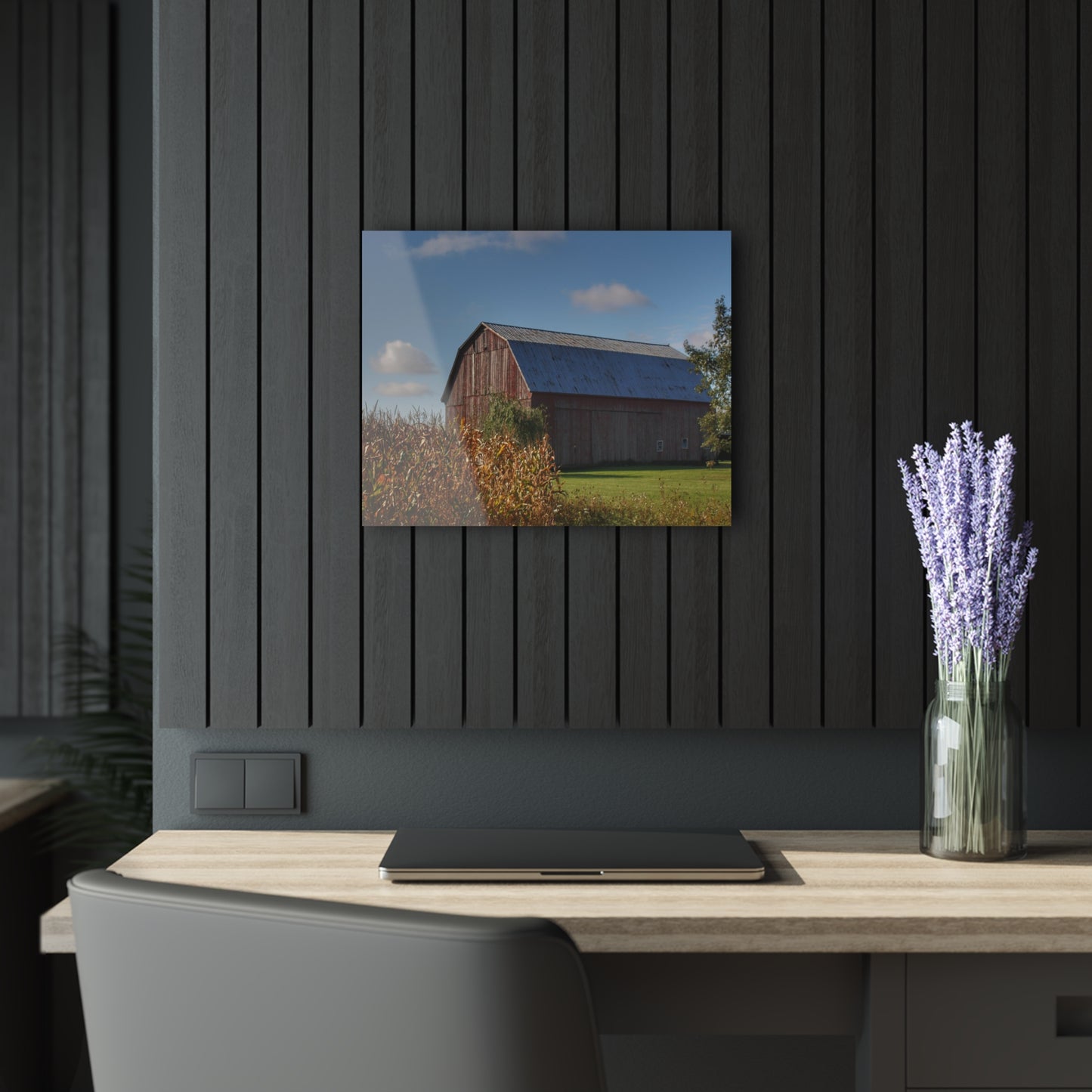 U R There Photography Croswell Fargo Road Red Rustic Farmhouse Acrylic Wall Print