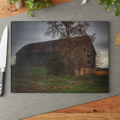 U R There Photography Melvin Grey Rustic Farmhouse Tempered-Glass Cutting Board