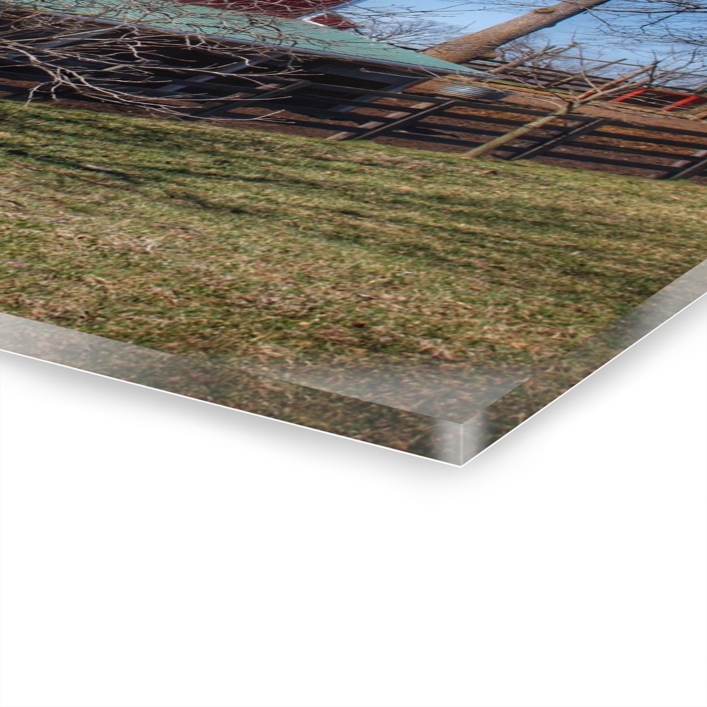 U R There Photography Imlay City Road Cow Barn II Rustic Farmhouse Acrylic Wall Print 14 "x 11"