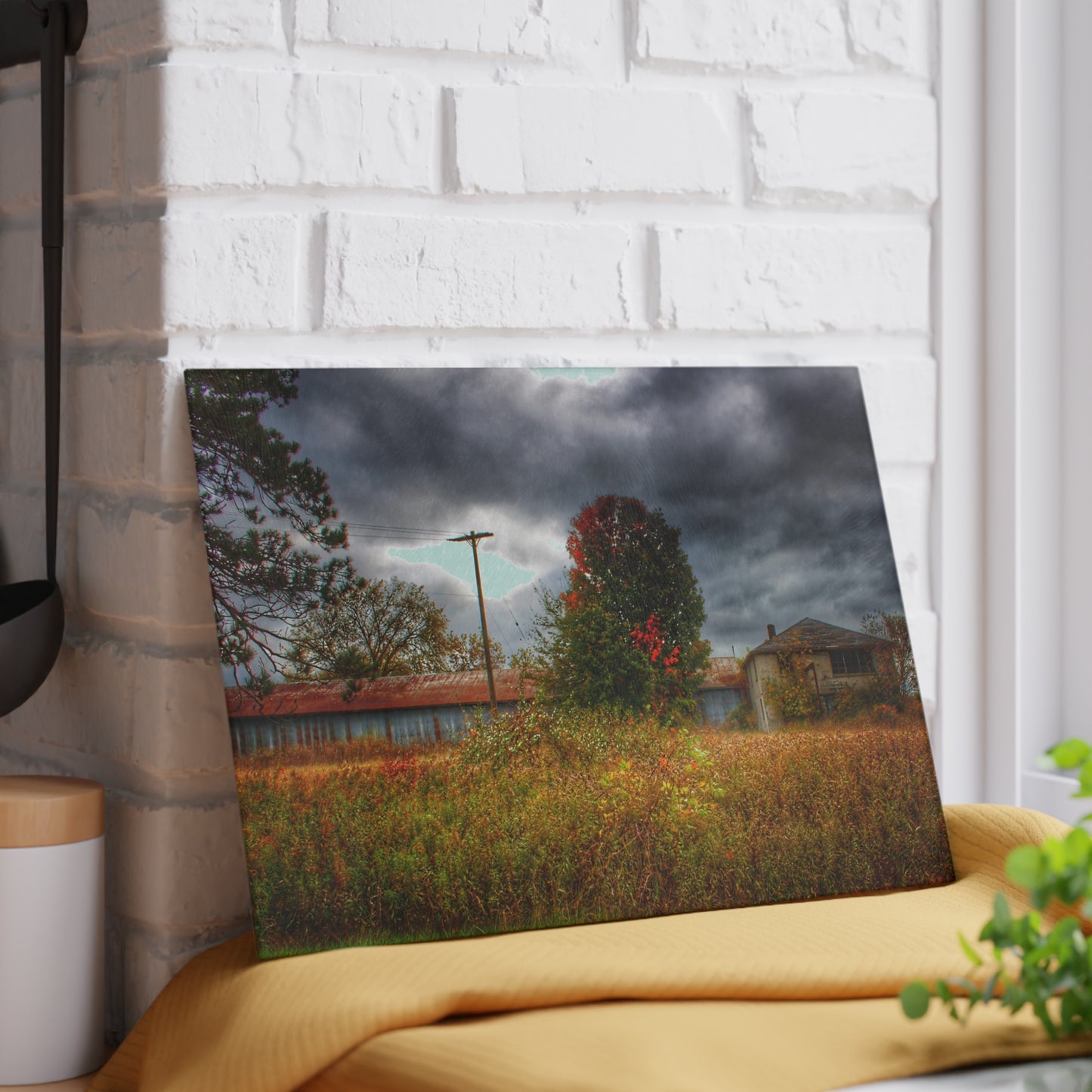 U R There Photography Farnsworth Forgotten Rustic Farmhouse Tempered-Glass Cutting Board