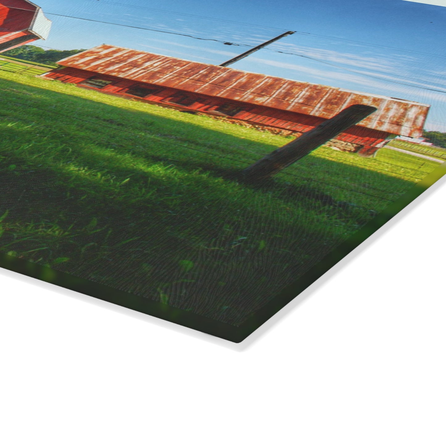 U R There Photography Frances Road Reds II Rustic Farmhouse Tempered-Glass Cutting Board