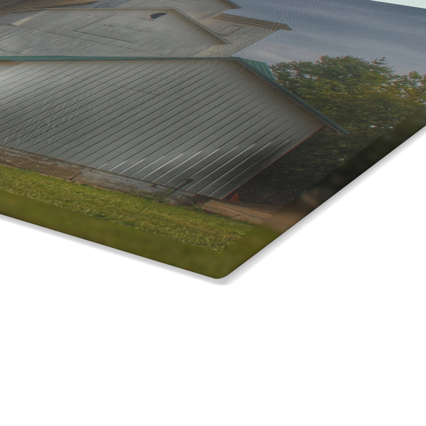 U R There Photography Attica Grey Rustic Farmhouse Tempered-Glass Cutting Board
