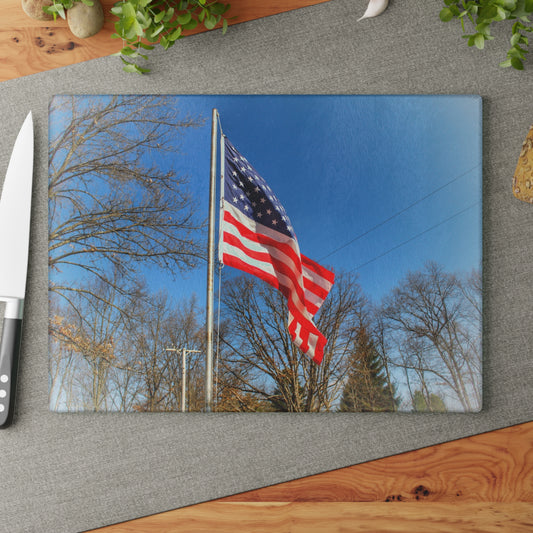 U R There Photography Our Grand Old Flag Rustic Farmhouse Tempered-Glass Cutting Board