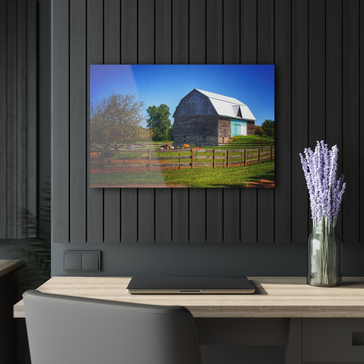 Barn Boutique Modern Farmhouse Acrylic Wall Print| Harris Road Fieldstone Grey I