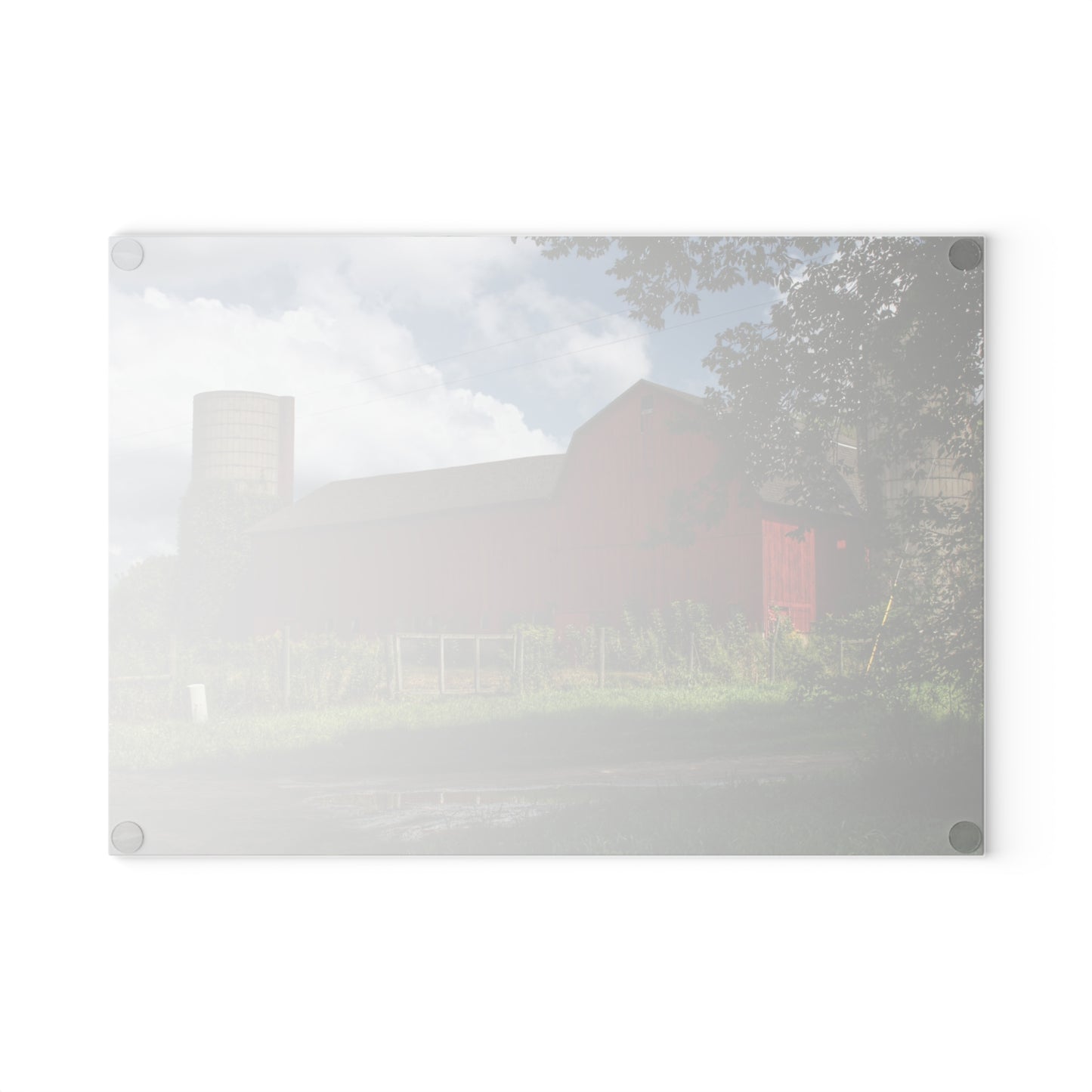 U R There Photography Metamora Road Red Rustic Farmhouse Tempered-Glass Cutting Board