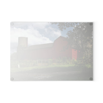 U R There Photography Metamora Road Red Rustic Farmhouse Tempered-Glass Cutting Board