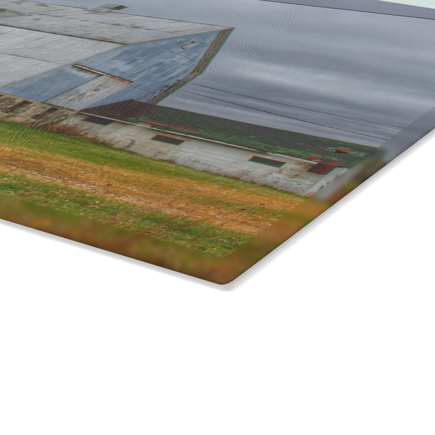 U R There Photography Daley Road Grey I Rustic Farmhouse Tempered-Glass Cutting Board