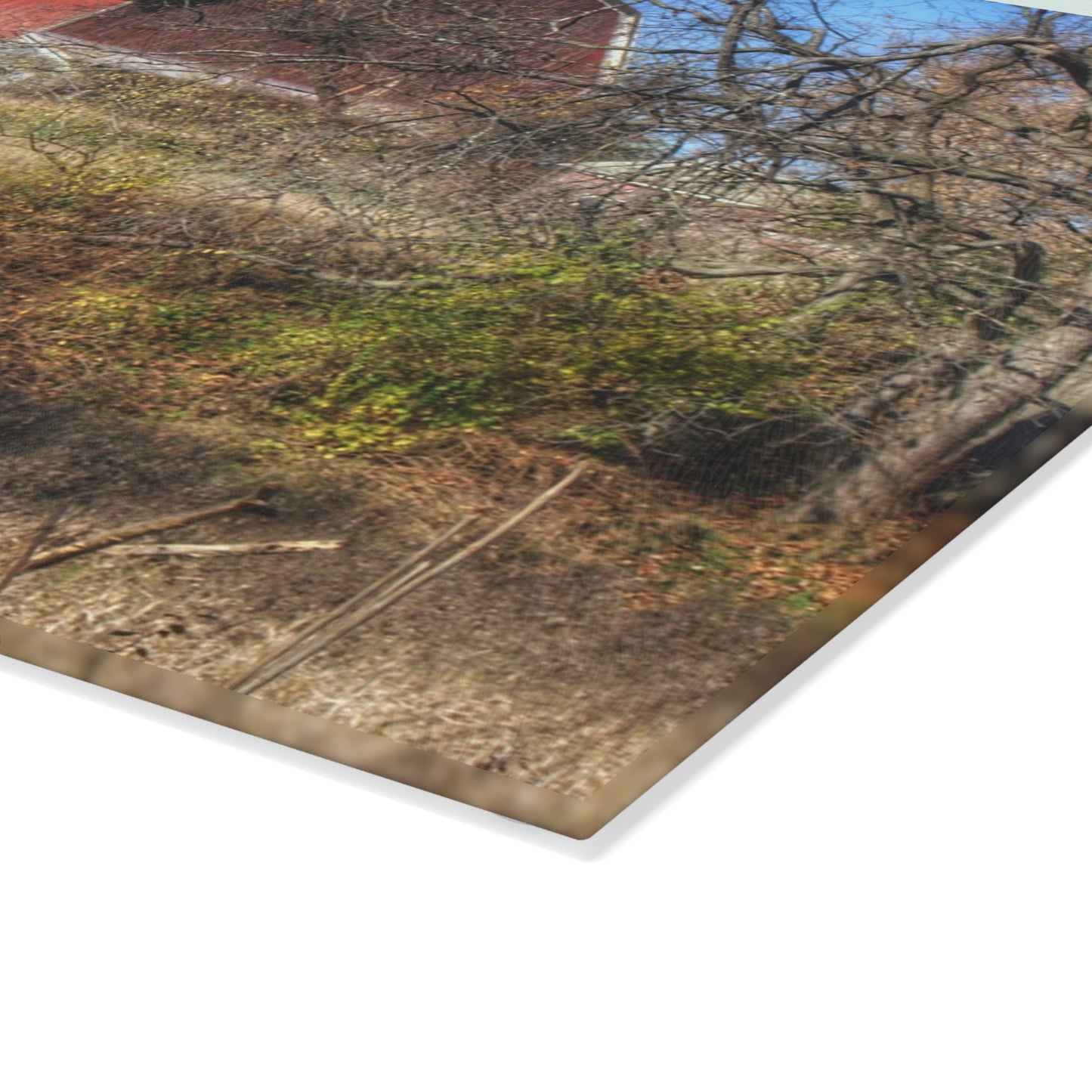 U R There Photography Hadley Red I Rustic Farmhouse Tempered-Glass Cutting Board