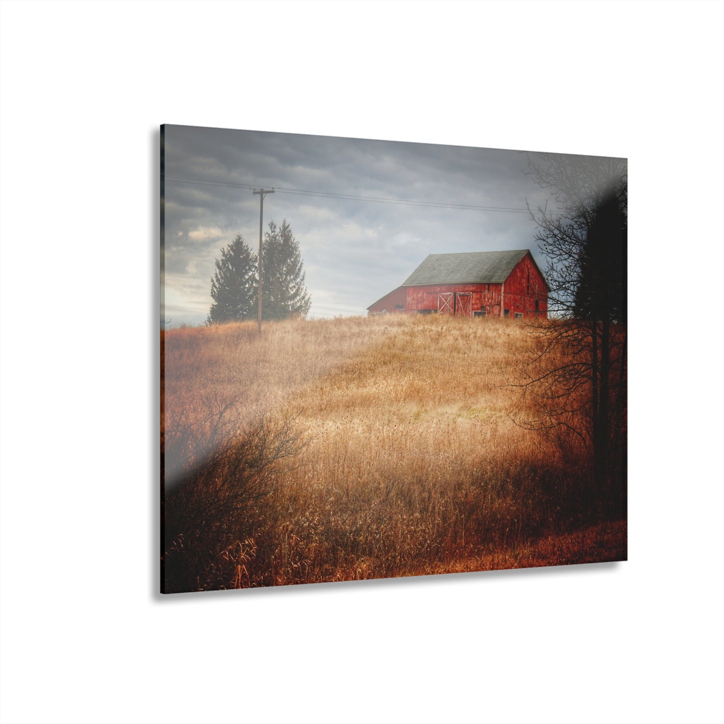 U R There Photography Grey Road Hillside Red II Rustic Farmhouse Acrylic Wall Print