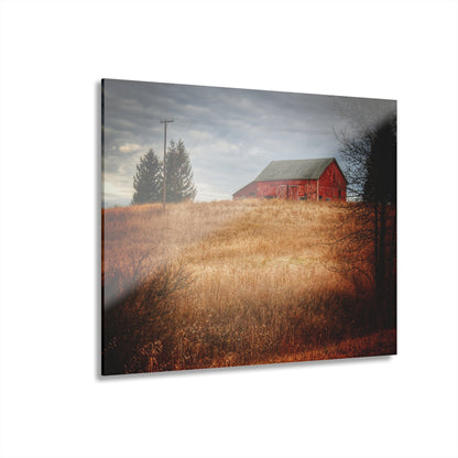 U R There Photography Grey Road Hillside Red II Rustic Farmhouse Acrylic Wall Print