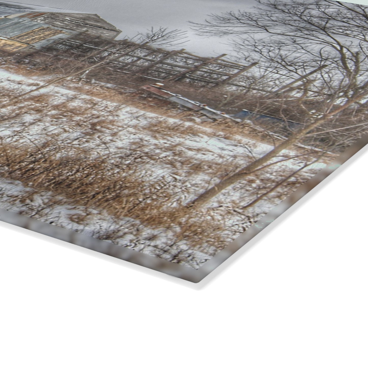 U R There Photography Vermilya Grey and Silo Rustic Farmhouse Tempered-Glass Cutting Board