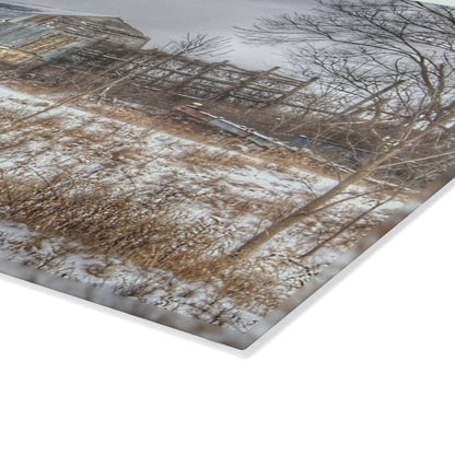 U R There Photography Vermilya Grey and Silo Rustic Farmhouse Tempered-Glass Cutting Board