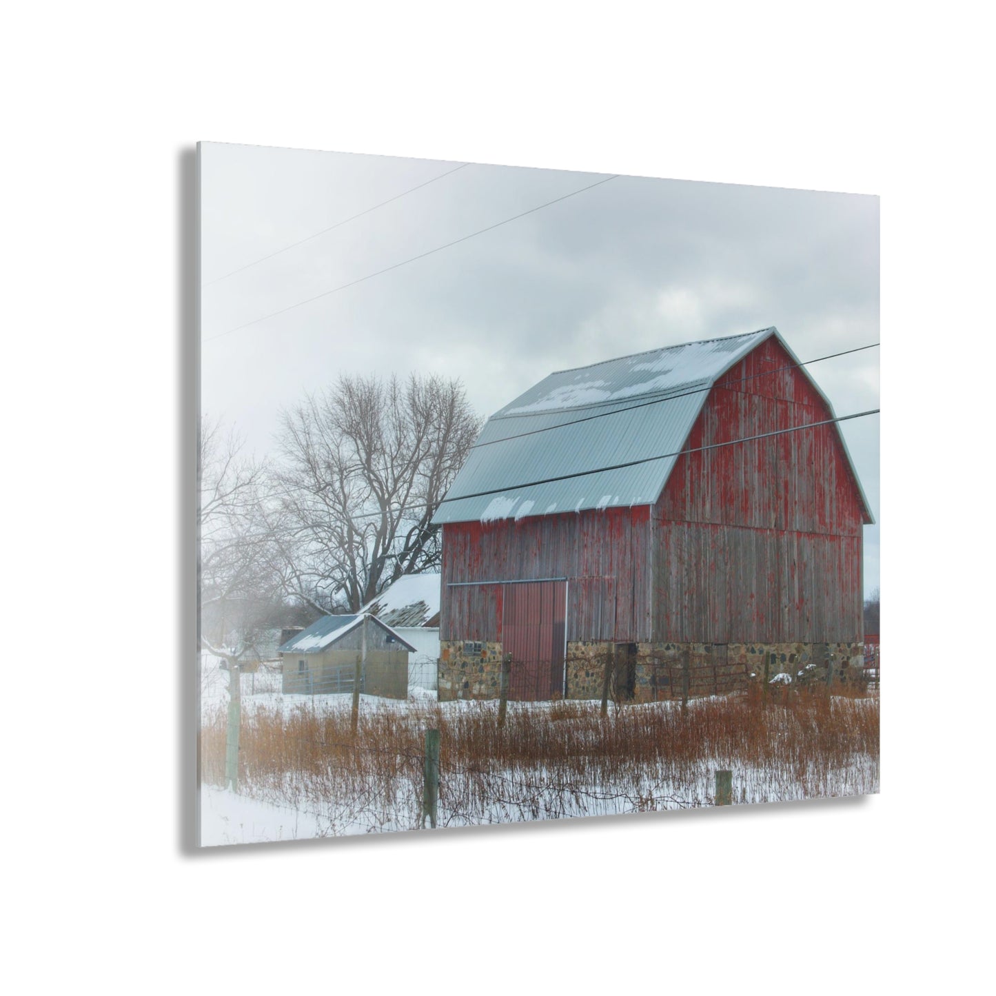 U R There Photography Lake Pleasant Stone Red and Little Grey Rustic Farmhouse Acrylic Wall Print