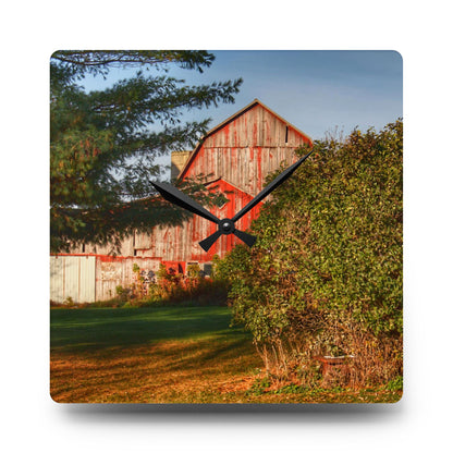 U R There Photography Cade Road Red II Rustic Farmhouse Acrylic Analog Wall Clock