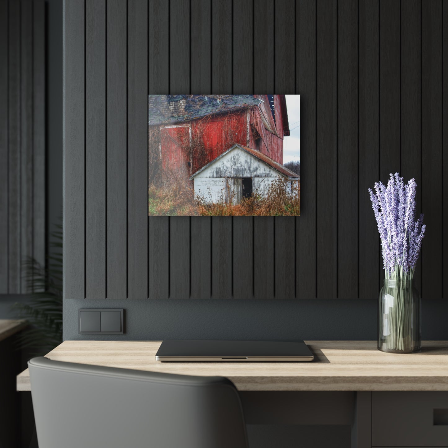 U R There Photography German Road Forgotten Red II Rustic Farmhouse Acrylic Wall Print