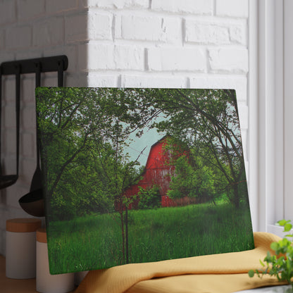 U R There Photography Bird Road Red Rustic Farmhouse Tempered-Glass Cutting Board