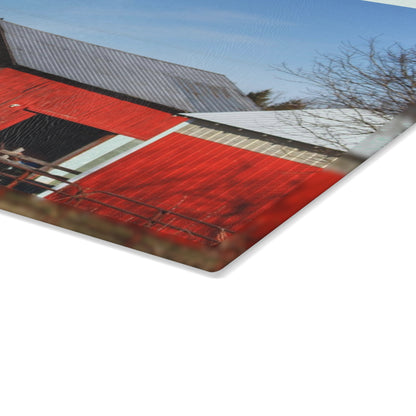 U R There Photography Cass City Carousel Red Rustic Farmhouse Tempered-Glass Cutting Board
