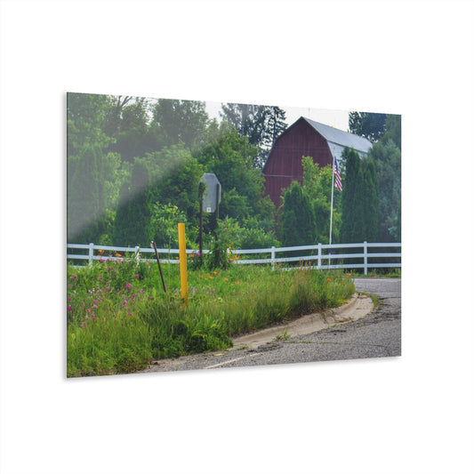 U R There Photography Sutton Road Red and Old Glory Rustic Farmhouse Acrylic Wall Print