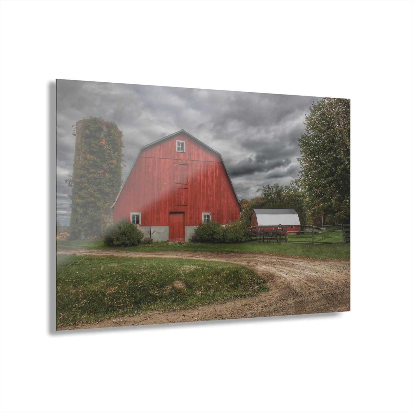 U R There Photography Horton Road Red and Silo Rustic Farmhouse Acrylic Wall Print