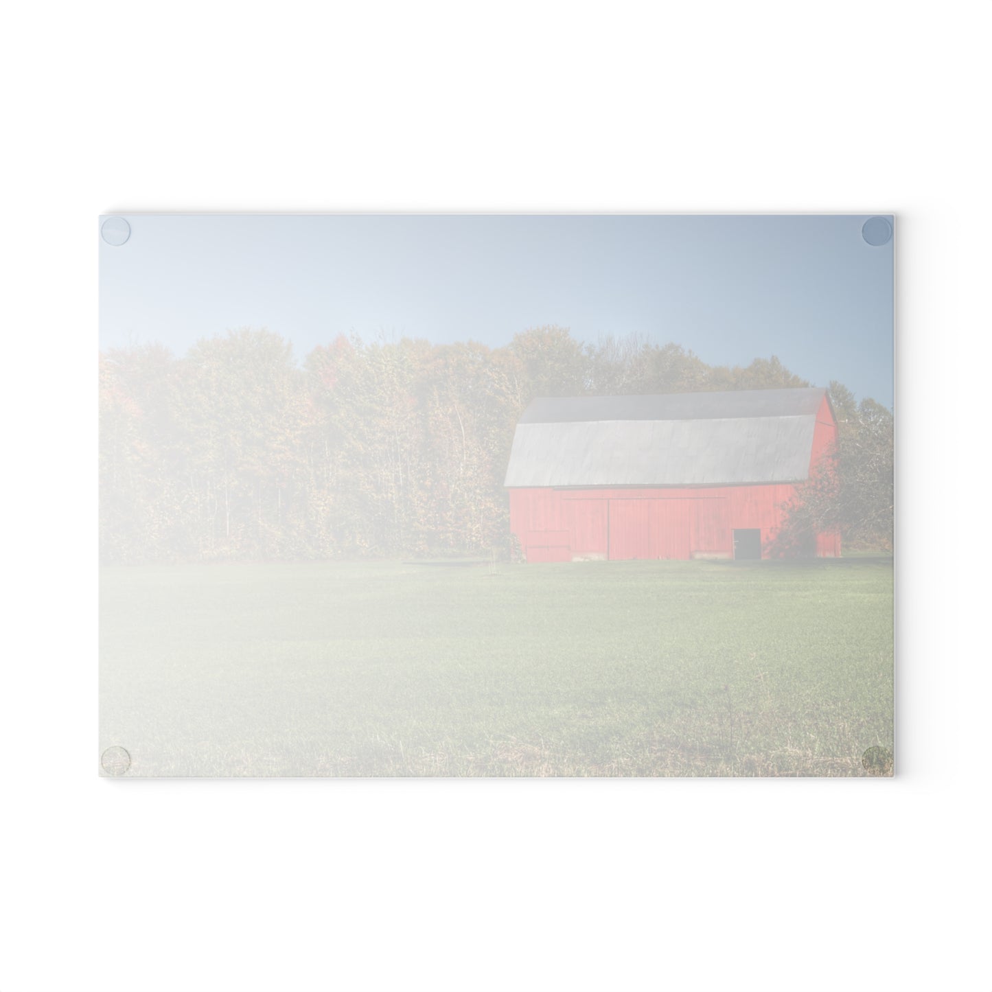 U R There Photography Ubly Road Red Rustic Farmhouse Tempered-Glass Cutting Board