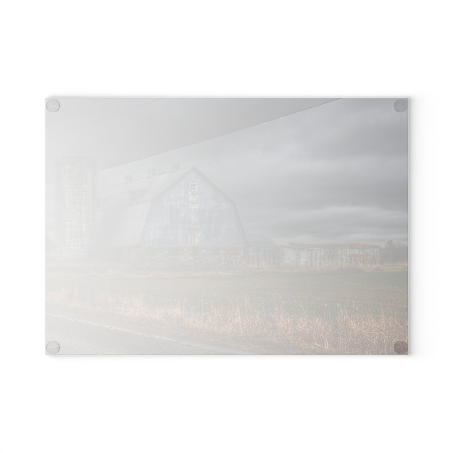 U R There Photography Daley Road Grey IV Rustic Farmhouse Tempered-Glass Cutting Board
