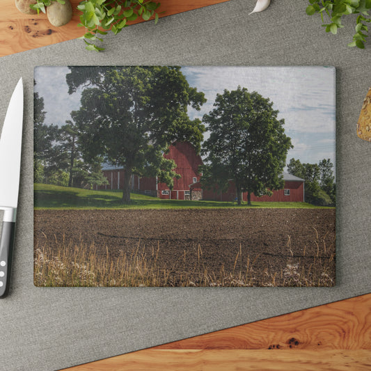 U R There Photography Catlin Road Red II Rustic Farmhouse Tempered-Glass Cutting Board