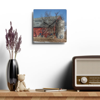 U R There Photography Van Dyke Red II Rustic Farmhouse Acrylic Analog Wall Clock
