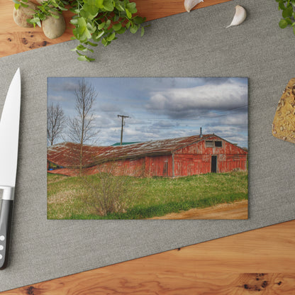 U R There Photography Centerline Sinking Shack Rustic Farmhouse Tempered-Glass Cutting Board