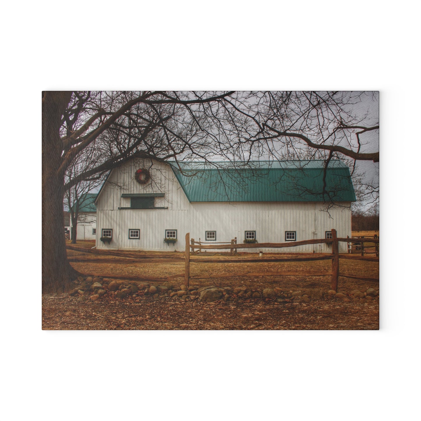 U R There Photography Wilder Road White Rustic Farmhouse Tempered-Glass Cutting Board