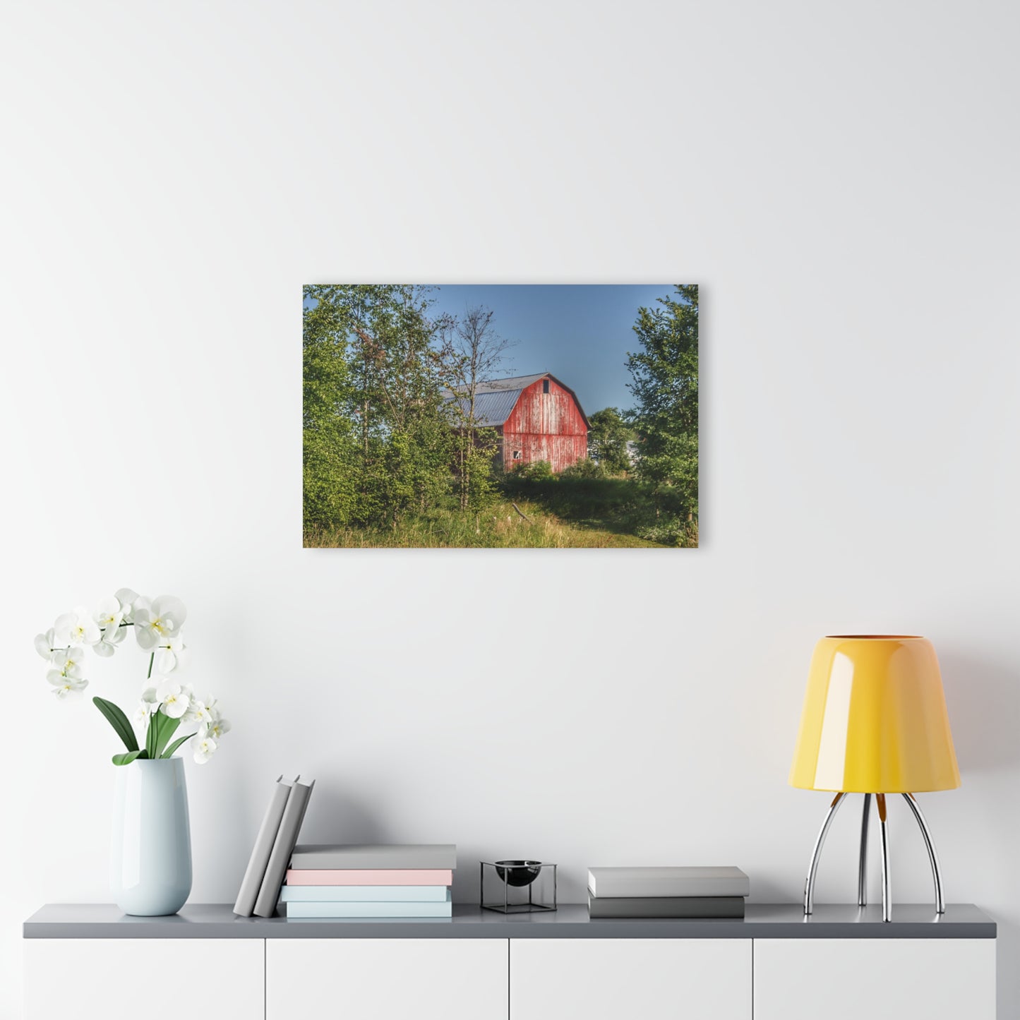 Barn Boutique Modern Farmhouse Acrylic Wall Print| Columbiaville Red in Summer II