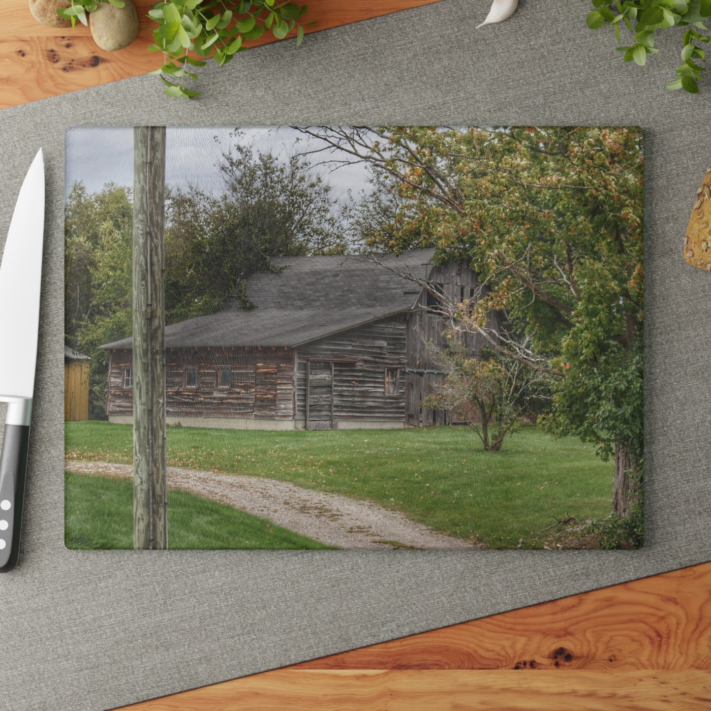 U R There Photography Hayes Road Hidden II Rustic Farmhouse Tempered-Glass Cutting Board
