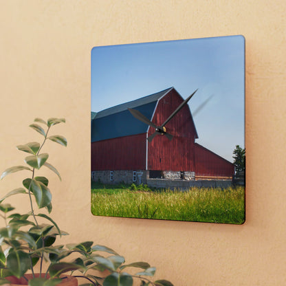 U R There Photography Burnside Red Rustic Farmhouse Acrylic Analog Wall Clock