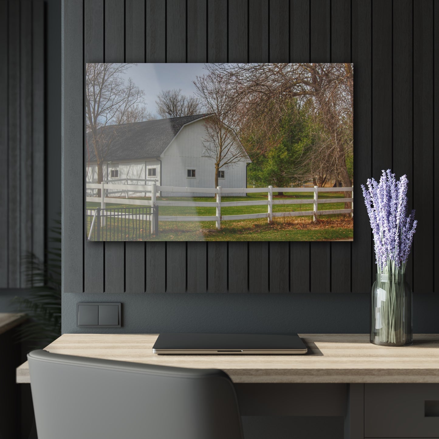 U R There Photography Collins Road White Rustic Farmhouse Acrylic Wall Print
