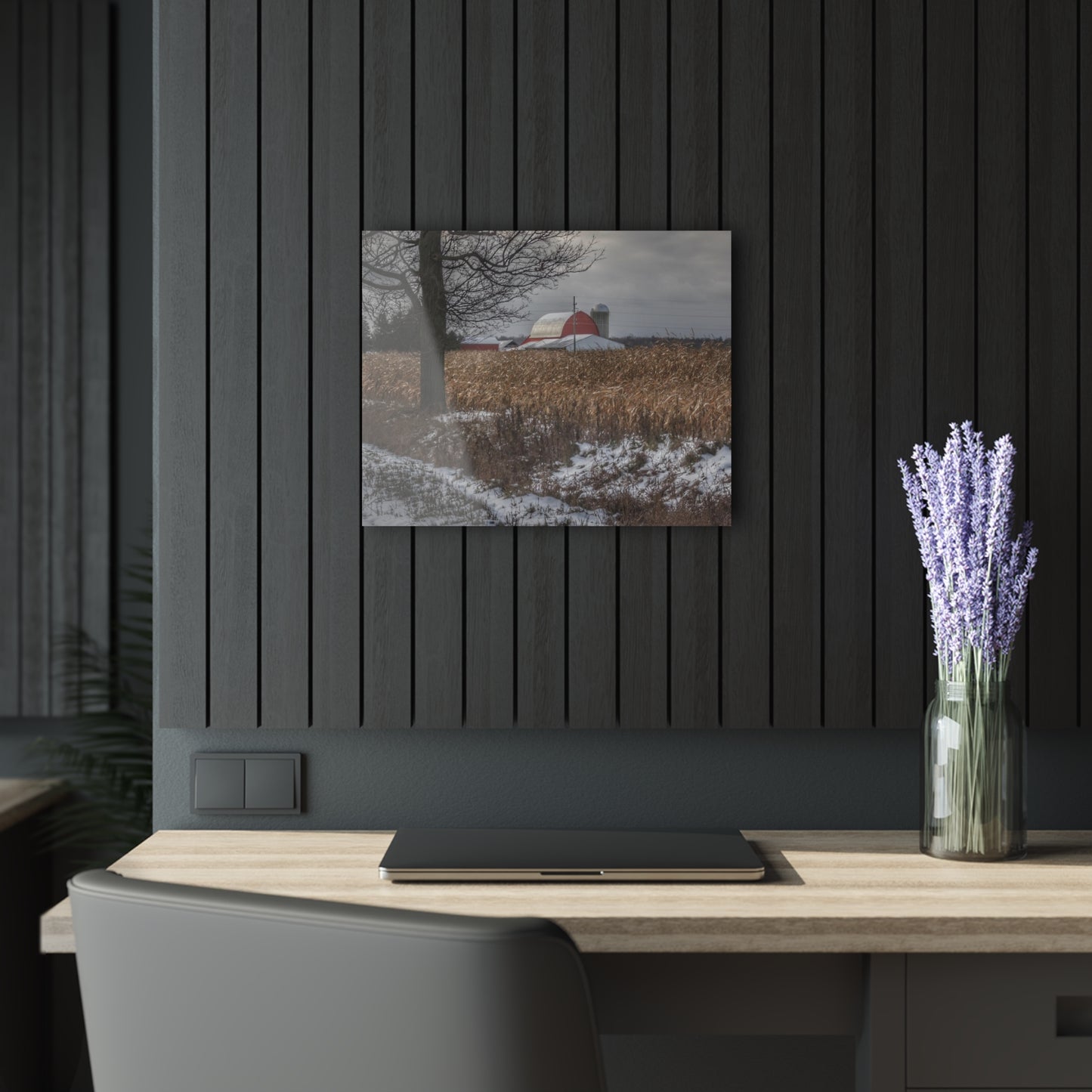 U R There Photography Edward Road Red Rustic Farmhouse Acrylic Wall Print