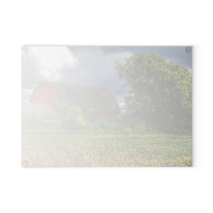 U R There Photography Shelby Red IV Rustic Farmhouse Tempered-Glass Cutting Board
