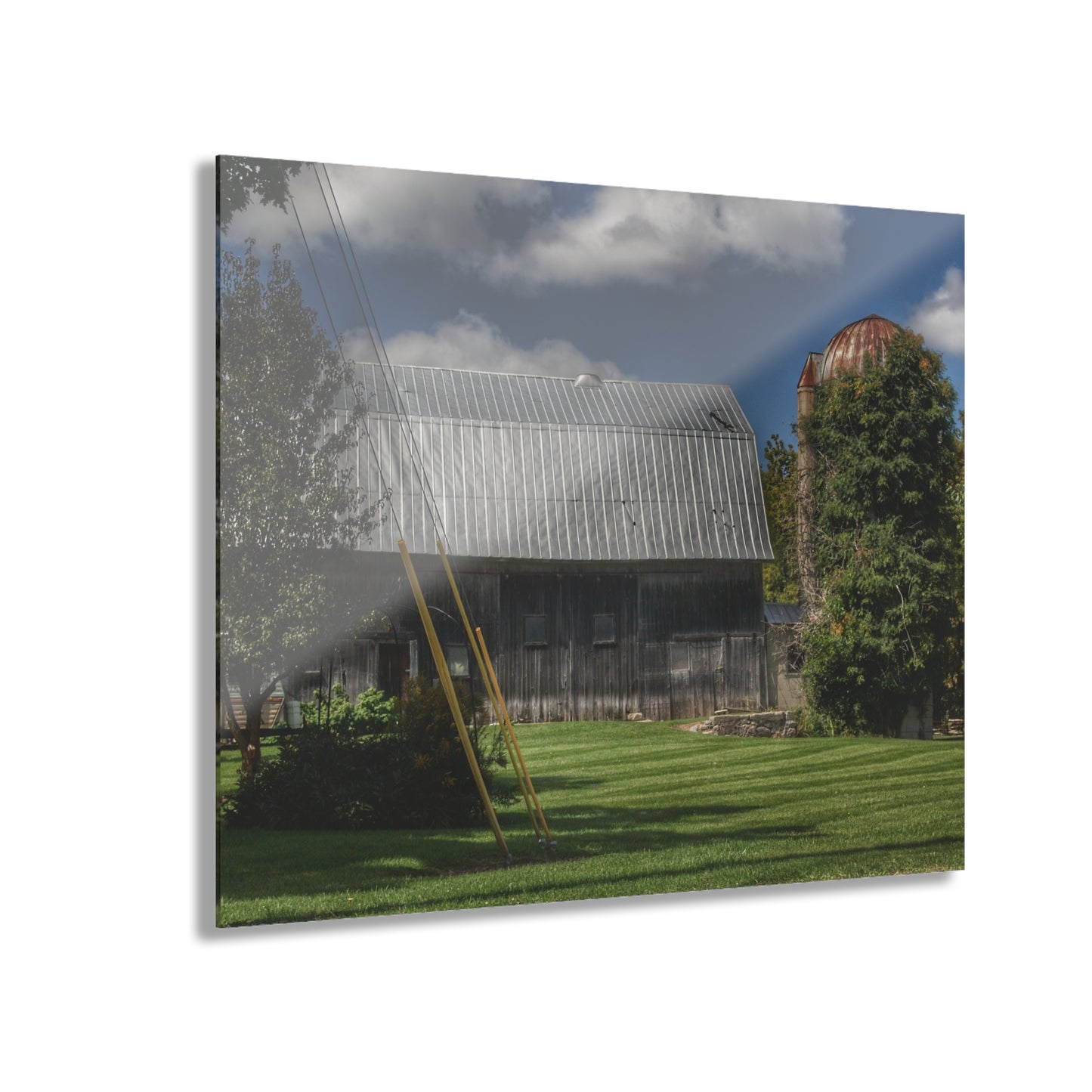 U R There Photography Ludwig Road Summer Grey and Silo Rustic Farmhouse Acrylic Wall Print