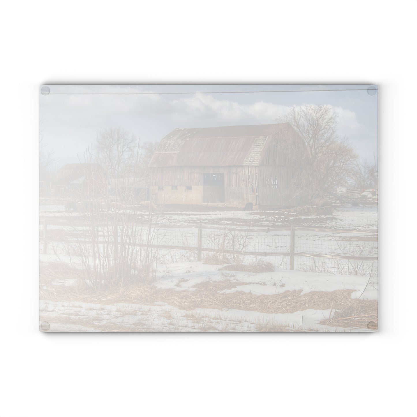 U R There Photography Babcock Road Red Rustic Farmhouse Tempered-Glass Cutting Board