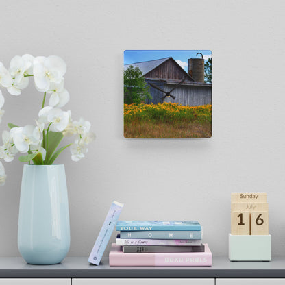 U R There Photography Church Road Grey III Rustic Farmhouse Acrylic Analog Wall Clock