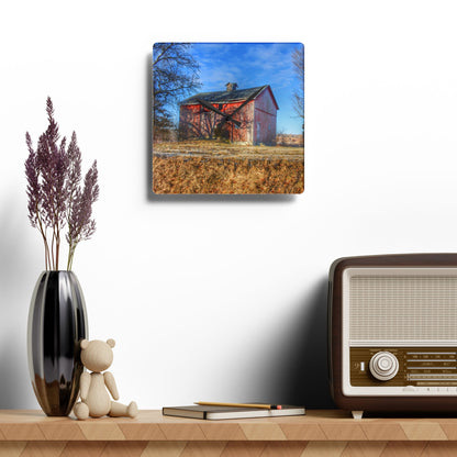 U R There Photography M-24 Barn at the Bend II Rustic Farmhouse Acrylic Analog Wall Clock