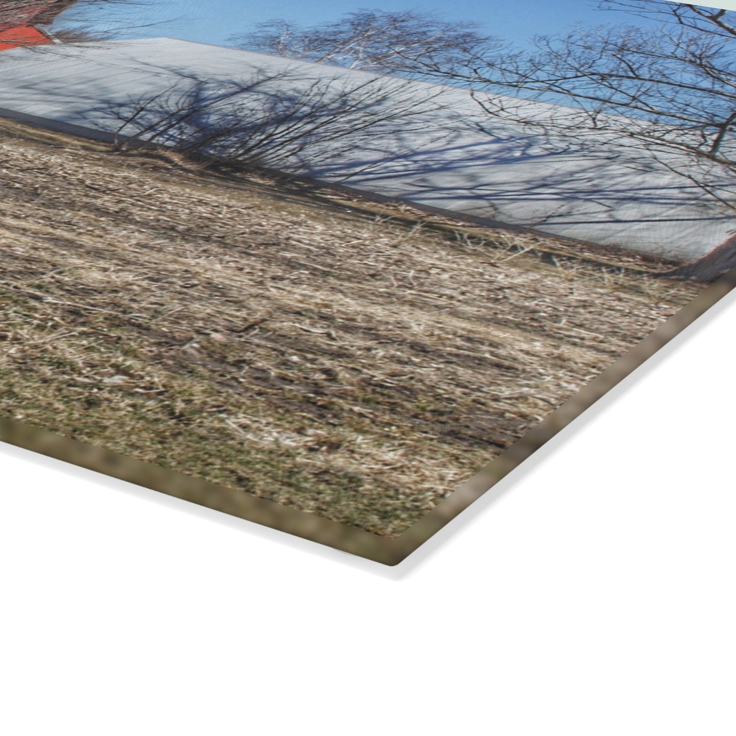 U R There Photography German Road Reds Rustic Farmhouse Tempered-Glass Cutting Board