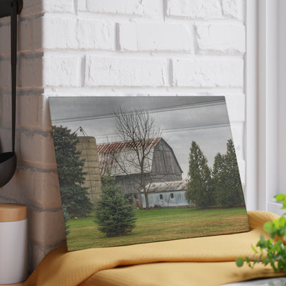 U R There Photography Eddy Road Grey I Rustic Farmhouse Tempered-Glass Cutting Board