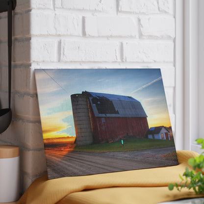 U R There Photography Haines Road Red at Sunrise Rustic Farmhouse Tempered-Glass Cutting Board