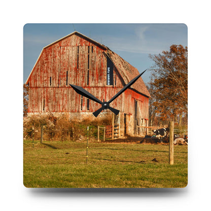 U R There Photography Marathon Road Red Rustic Farmhouse Acrylic Analog Wall Clock