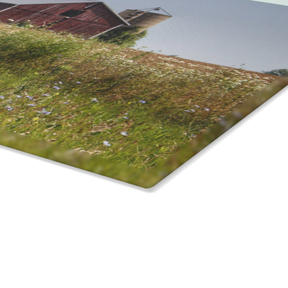 U R There Photography North Lake Pleasant Little Red Rustic Farmhouse Tempered-Glass Cutting Board