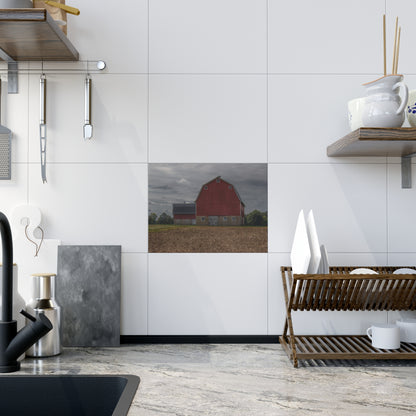 U R There Photography Cade Road Red I Rustic Farmhouse Decorative Ceramic Tile