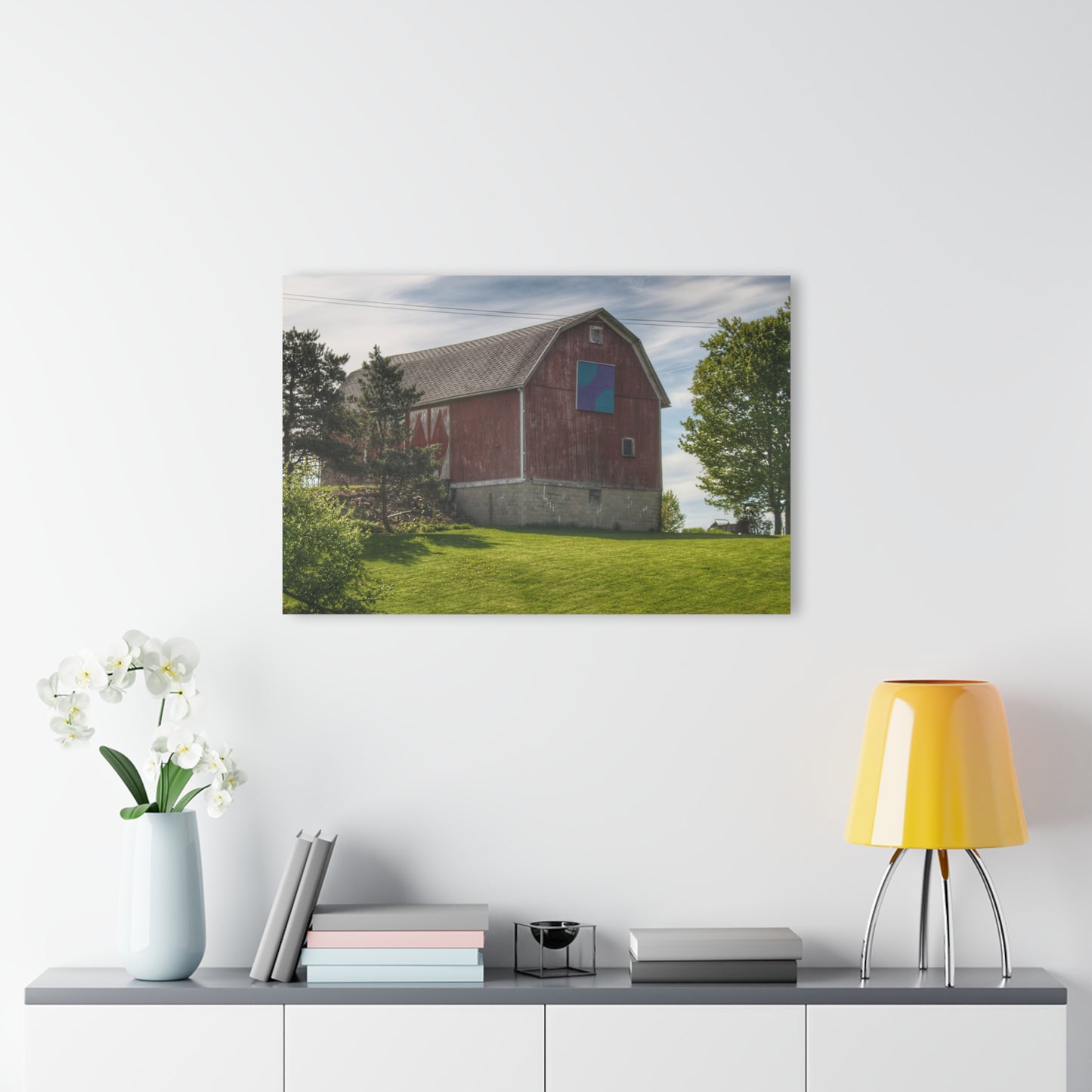 U R There Photography Mertz Road Quilted Red Rustic Farmhouse Acrylic Wall Print