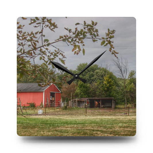Petz Road Farm Rustic Farmhouse Acrylic Analog Wall Clock 10.75'' × 10.75'' (Square)