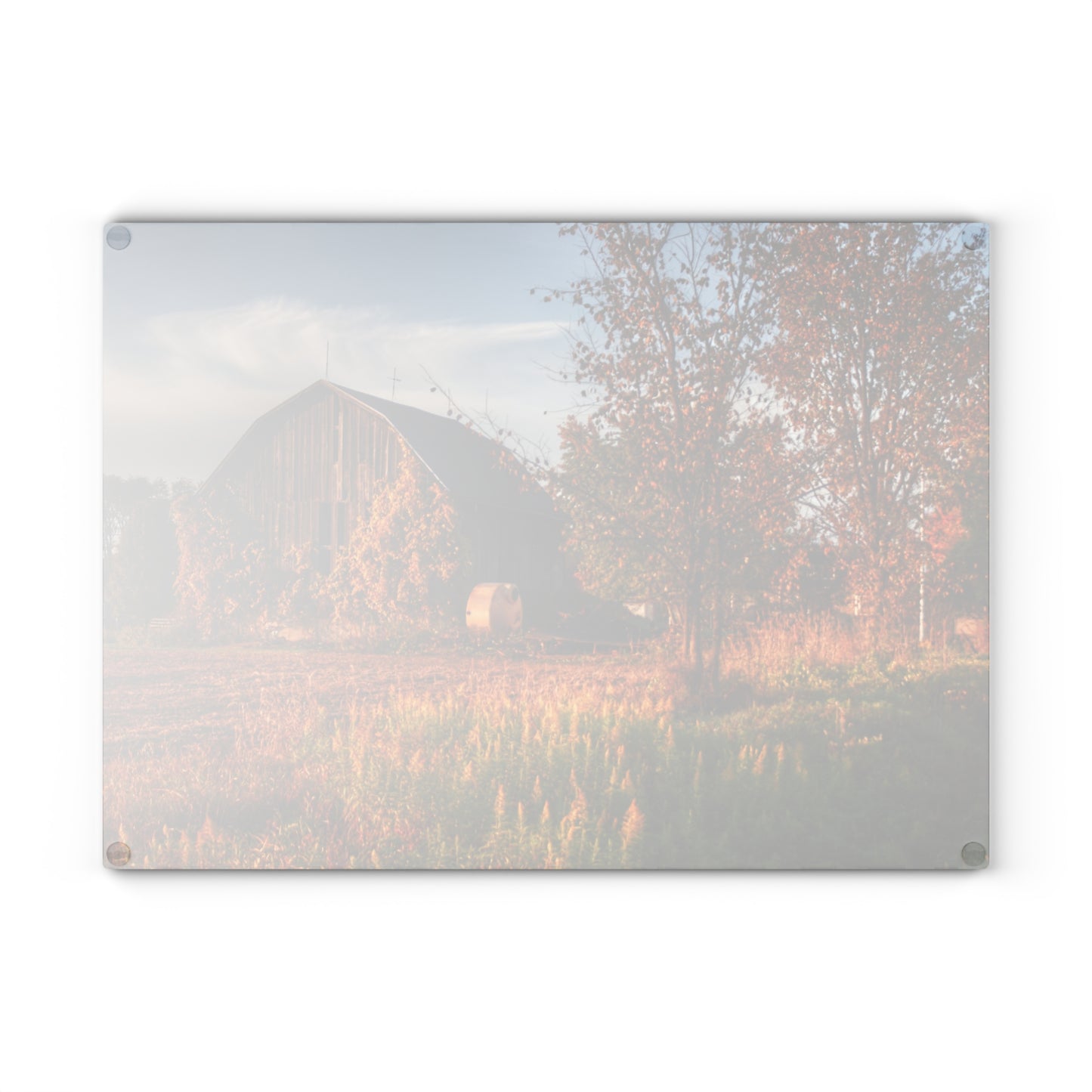 U R There Photography Lake Pleasant Road Grey Rustic Farmhouse Tempered-Glass Cutting Board 11"x 15"