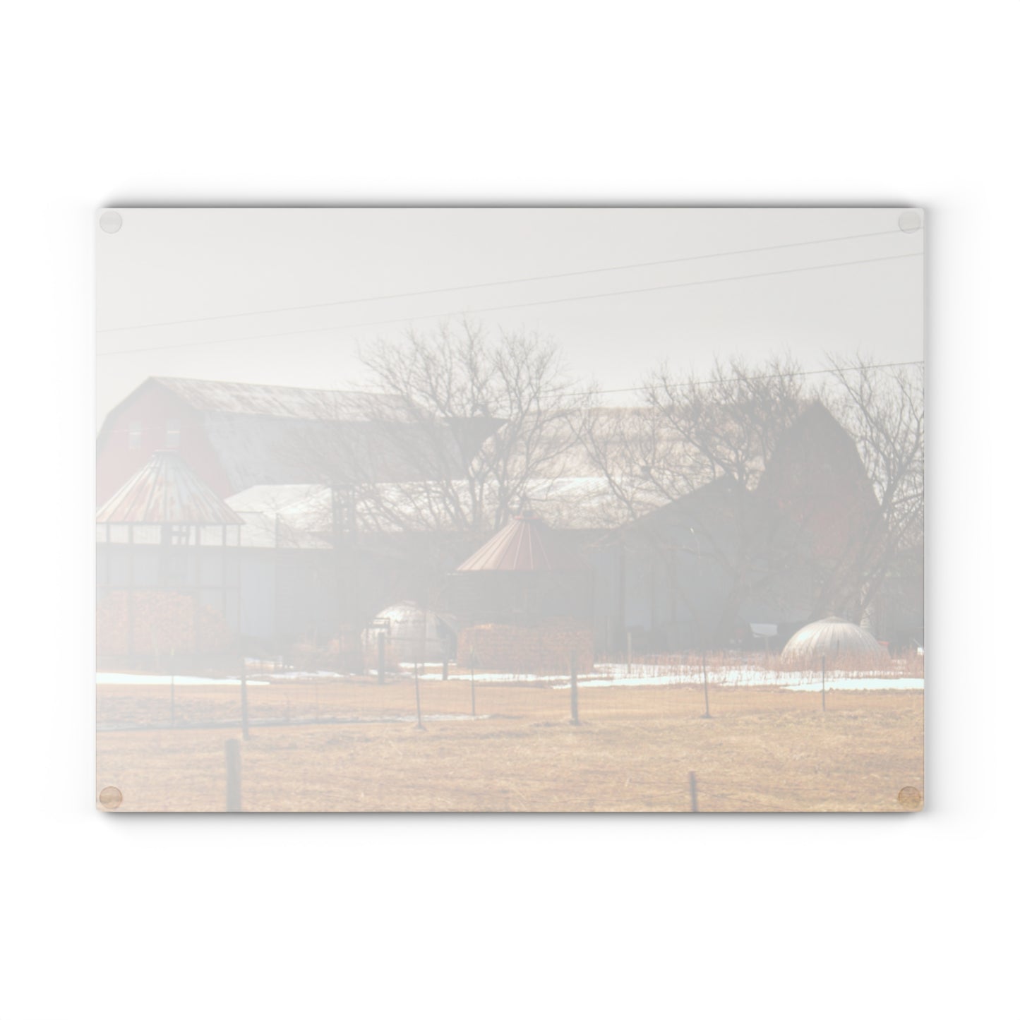 U R There Photography Hidden Red Rustic Farmhouse Tempered-Glass Cutting Board