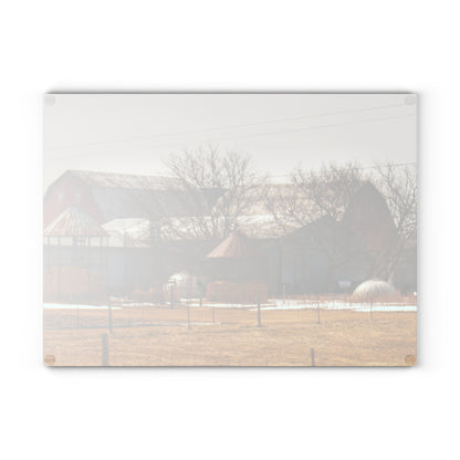 U R There Photography Hidden Red Rustic Farmhouse Tempered-Glass Cutting Board